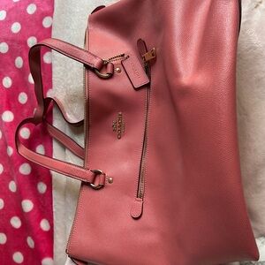 Coach Leather Tote in Rose